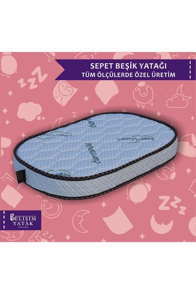 GELİŞİM YATAK Ahşap Sepet Beşik Yatağı Bamboo Oval Beşik Yatağı Oval Bambu