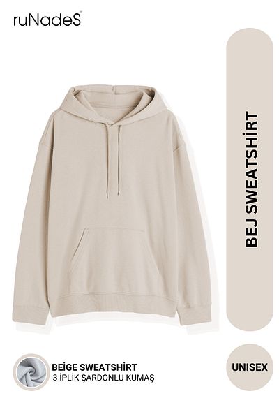ruNadeS Αθλητικό φούτερ Unisex Basic Relax Fit Beige Hoodie