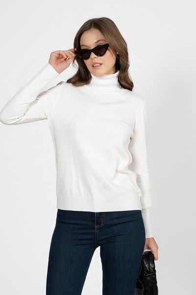 RTD&VLD Women's Full Fisherman White Knitwear Sweater