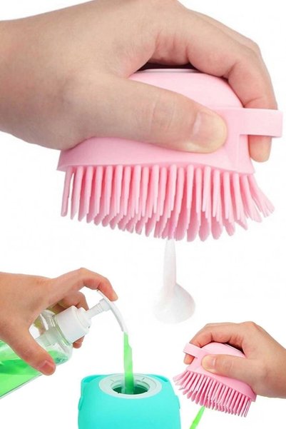 Generic Brand Aveo 1 Piece Bath Shower Scrubber Soap Shower Gel Container Massage Washcloth Brush Scrubber