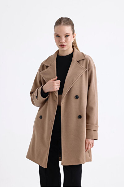 Kiremit معطف مزدوج الصدر مختوم