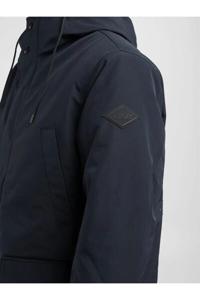 Replay Erkek Lacivert Kapüşonlu Teknik Parka