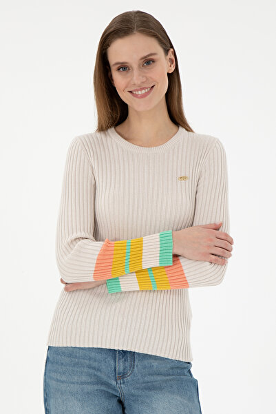 U.S. Polo Assn. Kadın Krem Bisiklet Yaka Kazak 50297099-VR071