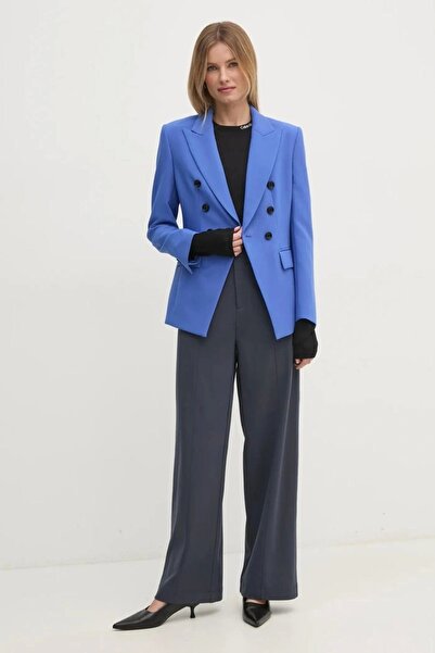 Calvin Klein Kadın Yüksek Bel Mavi Kumaş Pantolon