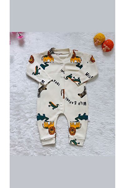 Nayinom Safari Patterned 3-Piece Front Snap Baby Romper