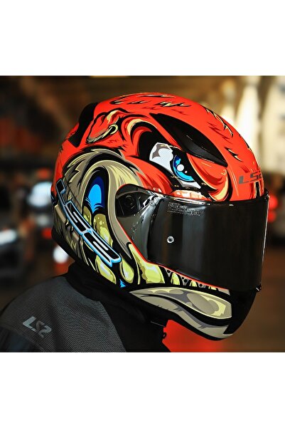 LS2 Rapıd 2 Spox Kırmızı Gri Full Face Motosiklet Kaskı Gri Camlı ve Şefaf Camlı
