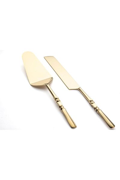 Mikasa Moor Natty Gold 2-Piece Cake Serving Set