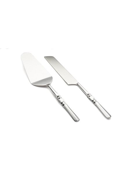 Mikasa Moor Natty Silver 2-Piece Cake Serving Set