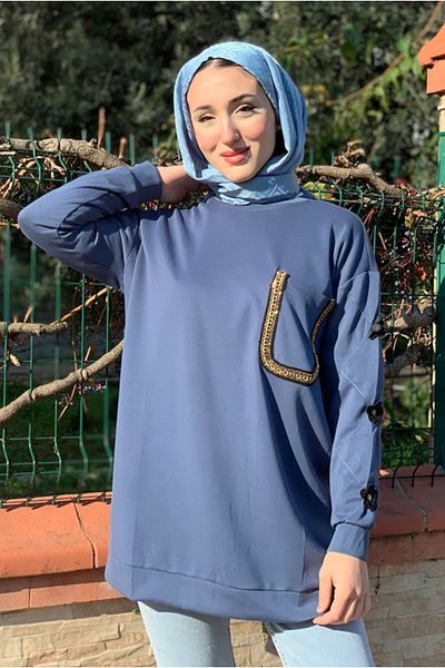 Moda Rosa 25K4446 - Blue - Modal Embroidered Pocket Tunic