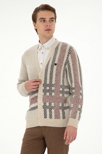 U.S. Polo Assn. Men's Stone Knitwear Cardigan 50293100 -Vr049
