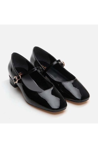 Yaya by Hotiç Black Mary Jane - Women's Thick Heeled Shoes