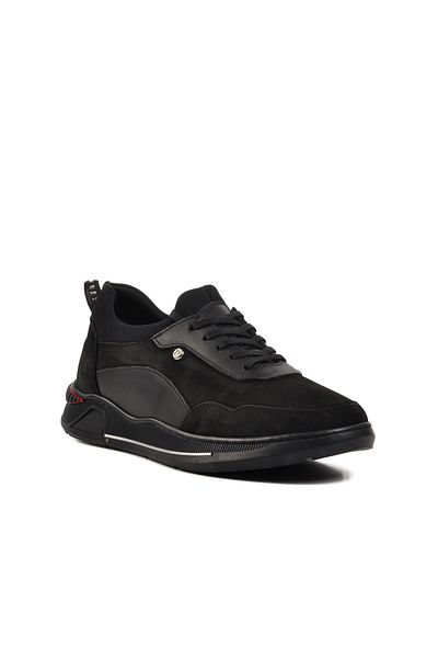 Pierre Cardin Μαύρα ανδρικά παπούτσια casual Nubuck