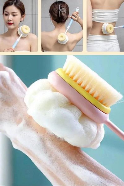 Şeyse Two-Sided Body and Back Brush - Long Handle Bath Washcloth