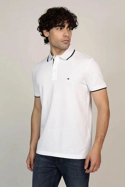 Tommy Hilfiger Mercerised Undercollar Reg Polo Men's White T-Shirt Mw0Mw37514Ybr