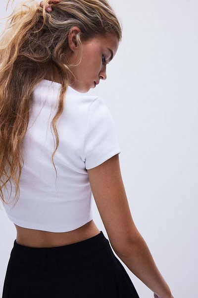 H&M Cropped embellished T-shirt