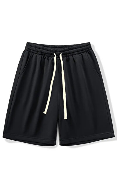 CAONNES Pantaloni scurți casual de vară, negri, de culoare uni, rezistenți la...