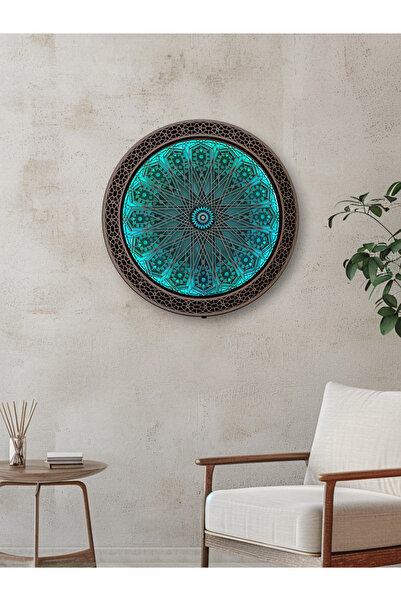 Home Ahşap Çok Katmanlı Dekoratif Kumanda LED'li Mandala Tablo