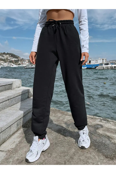 yx yustex sport Дамски черни ежедневни панталони от спортен екип - с джобове,...