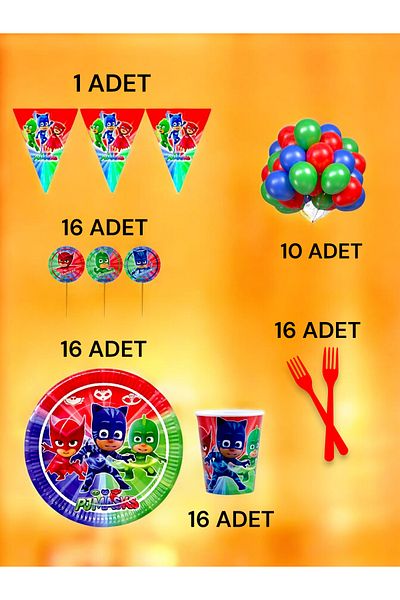 VibeHome Pijamask Themed m Pack for 16 - Birthday Party and Fun Events