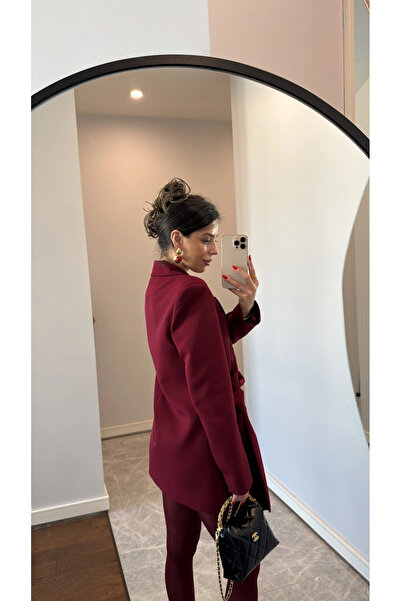 My Blog Bordó Osoka nyakkendő részletes kabát ruha- 511141