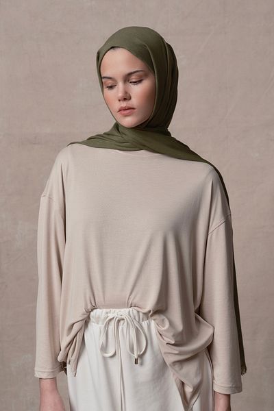 Qef Khaki Green Modal Shawl