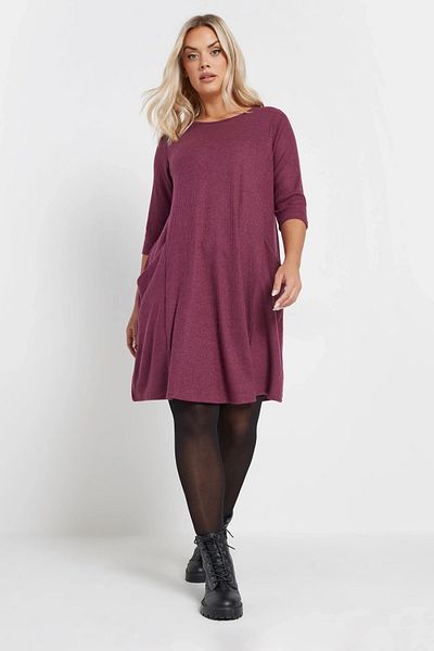 Stil Diva Plus Size Half Sleeve Crew Neck Asymmetrical Pocket Dress 303803