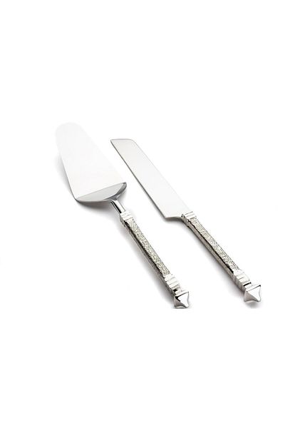 Mikasa Moor Lulu Silver 2 Piece Cake Serving Set