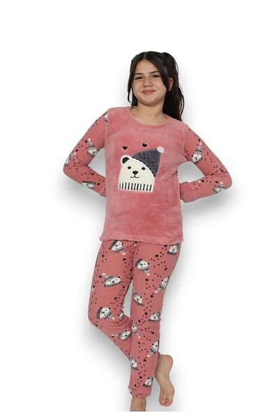 ROMEO LİFE Girl's Winter Plush Fleece Pajamas Set 8062