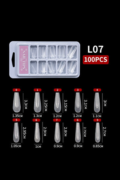 Easy Beauty 10 Farklı Boy 100 Adet Ölçekli Poly Jel Kalıp Tips Farklı Şekille...