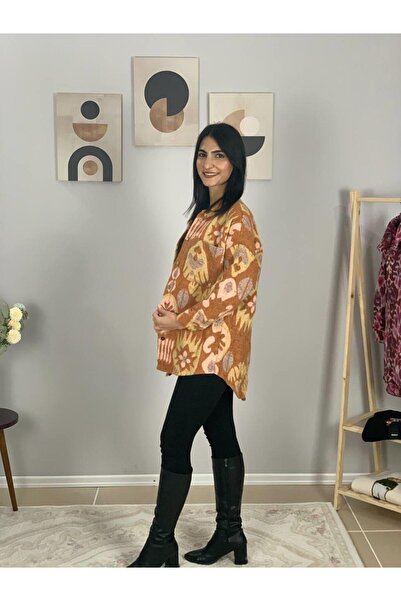 YusGos Women's Single Pocket Print Thick Lumberjack Jacket Shirt (Tile)