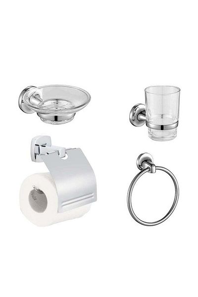 COOYA 4 Pieces Bathroom Accessory Set,Copper Metal,Sturdy Bases,Rust and Scratch Resistant,Easy to Install