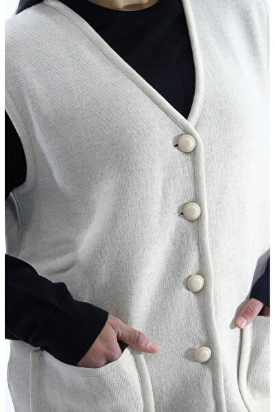 Sementa Collar Buttoned V-Neck Pocket Vest