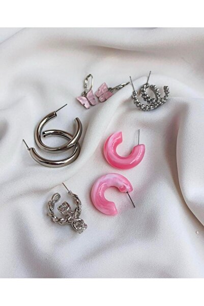 Le Manolia Accessories çoklu inci detaylı kombin küpe seti kadın küpe halka küpe zirkon küpe