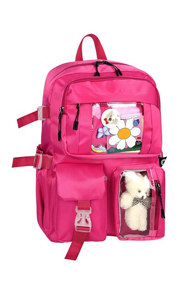 Bliss Розова ученическа чанта в корейски стил Kawaii с аксесоари за момичета и момчета