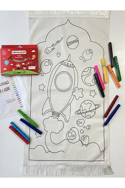 lamel shop Space Themed Children's Prayer Mat - Painted and Washable