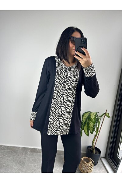 charamela بلوزة نسائية من قماش الفيسكوز المطبوع باللونين الأبيض والأسود برقبة...