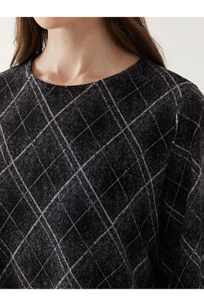 LC Waikiki Black Crew Neck Patterned Dress