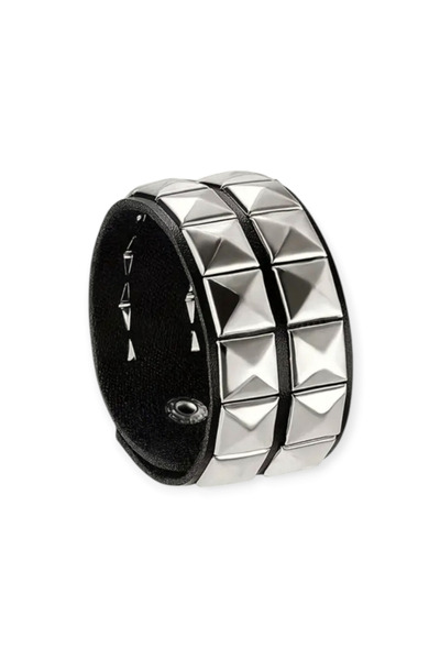 NEGO ACCESORİES METAL ZIMBA DETAYLI SUNİ DERİ GOTİK PUNK ROCK UNİSEX BİLEKLİK