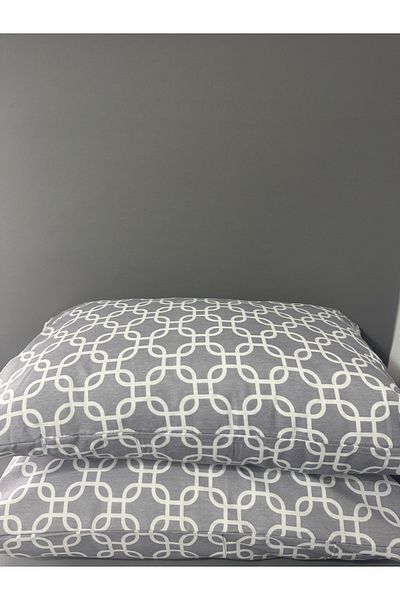 GOOD MORNİNG PAMUKKALE Set of 2 Gray Chain Patterned Pillowcases - 50X70
