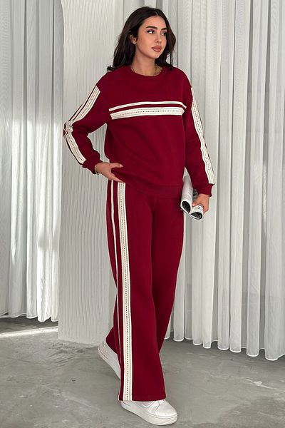 FEMELLE Set de trening pentru femei Burgundy Bottom - Top