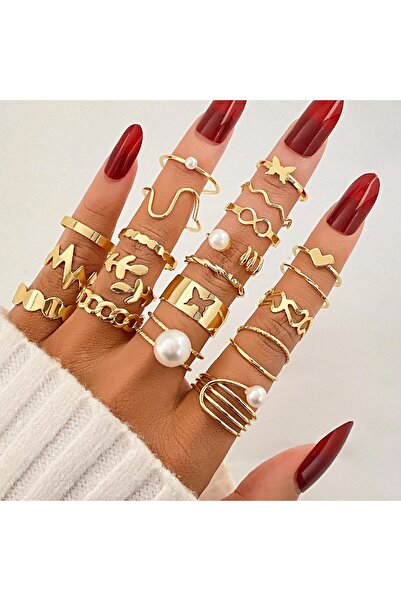 Le Manolia Accessories çoklu yüzük seti ayarlanabilir eklem yüzükleri kombin ...