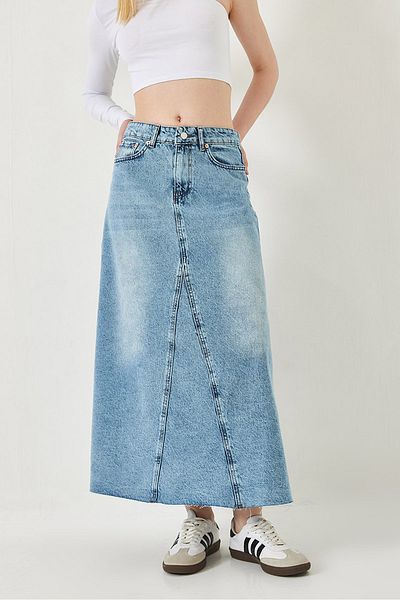 Bianco Lucci Fusta lungă din denim tăiată cu laser pentru femei 5137 60261291