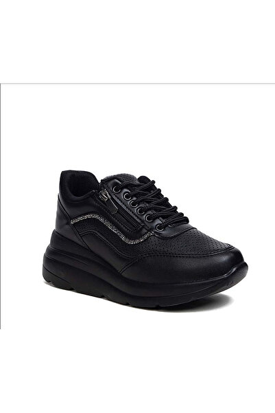Flet 207 Kalın Tabanlı Siyah Spor Ayakkabı