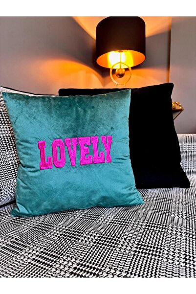 ref crea Green Embroidered Throw Pillow Cover - Lovely