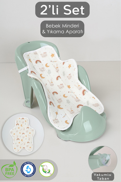 Meleni Baby 2'li Bebek Yıkama Aparatı Ve Minder Seti - Vakumlu Küvet Oturağı,...
