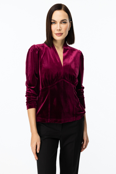 Ekol V Yaka Kadife Bluz
