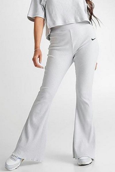 Nike Αθλητικά ρούχα Rib Jersey Λευκό ψηλόμεσο γυναικείο φούτερ ανοιχτό γκρι