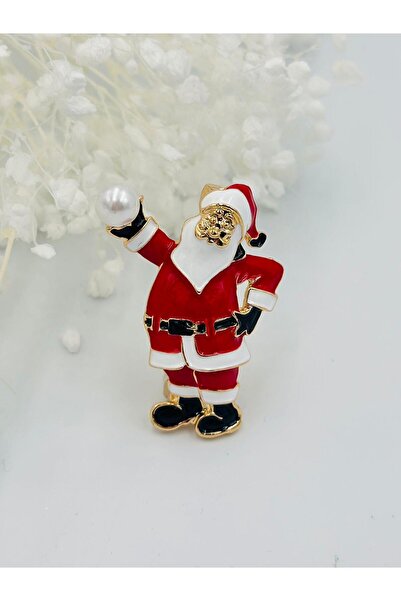 Santa Claus Brooch with a Pearl in His Hand