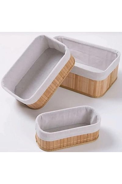 DECOSTYLE Bamboo 3-Piece Storage Basket