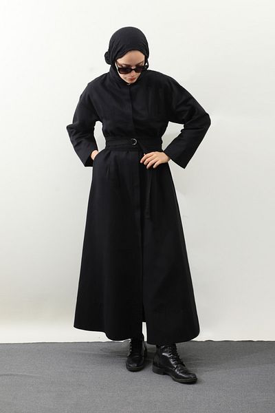 ZÜLAYS Black Belted Dress with Piping Detail